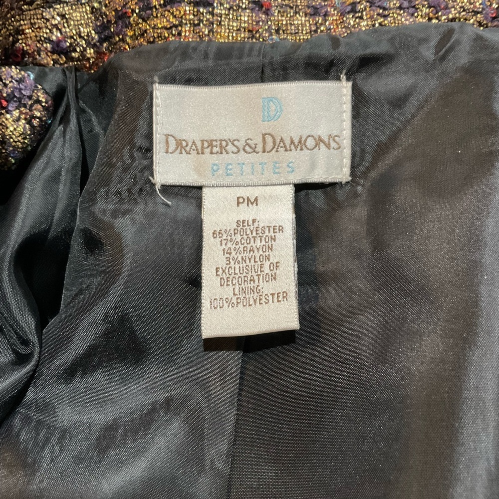 Drapers and Damons Blazer with Gold Metallic Threads & Velvet Trim Size PM - Picture 6 of 8